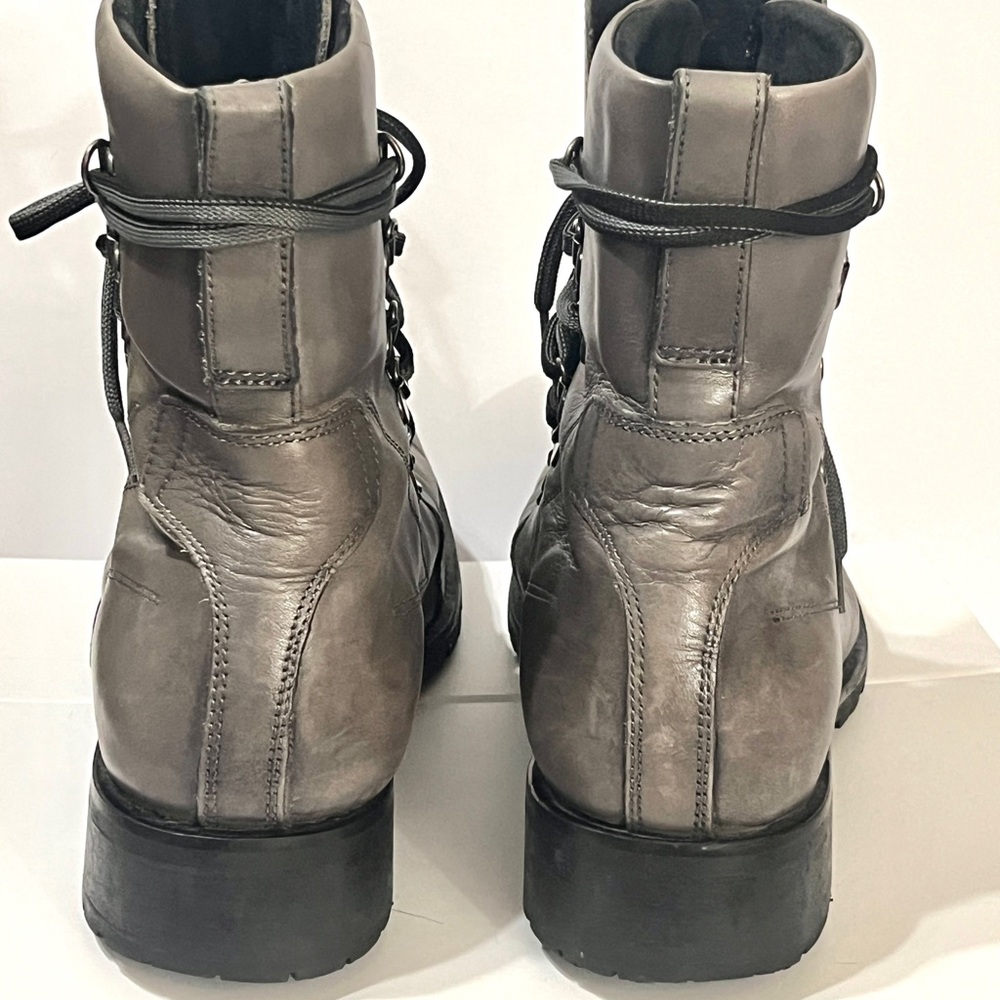 Kenneth Cole Gray Bike Trail Laced Leather Boots Sz 10M - Picture 3 of 6